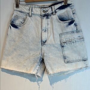 DL1961 Shorts Women’s 27 Denim High Rise Hepburn Jean Shorts Acid Wash